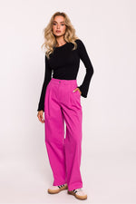 Dame Bukser - Moe til dame fra MS StyleHaven, laget av Bomull; polyester, farge Rosa, størrelse s, med short ermer, bukselengde long, perfekt til dress