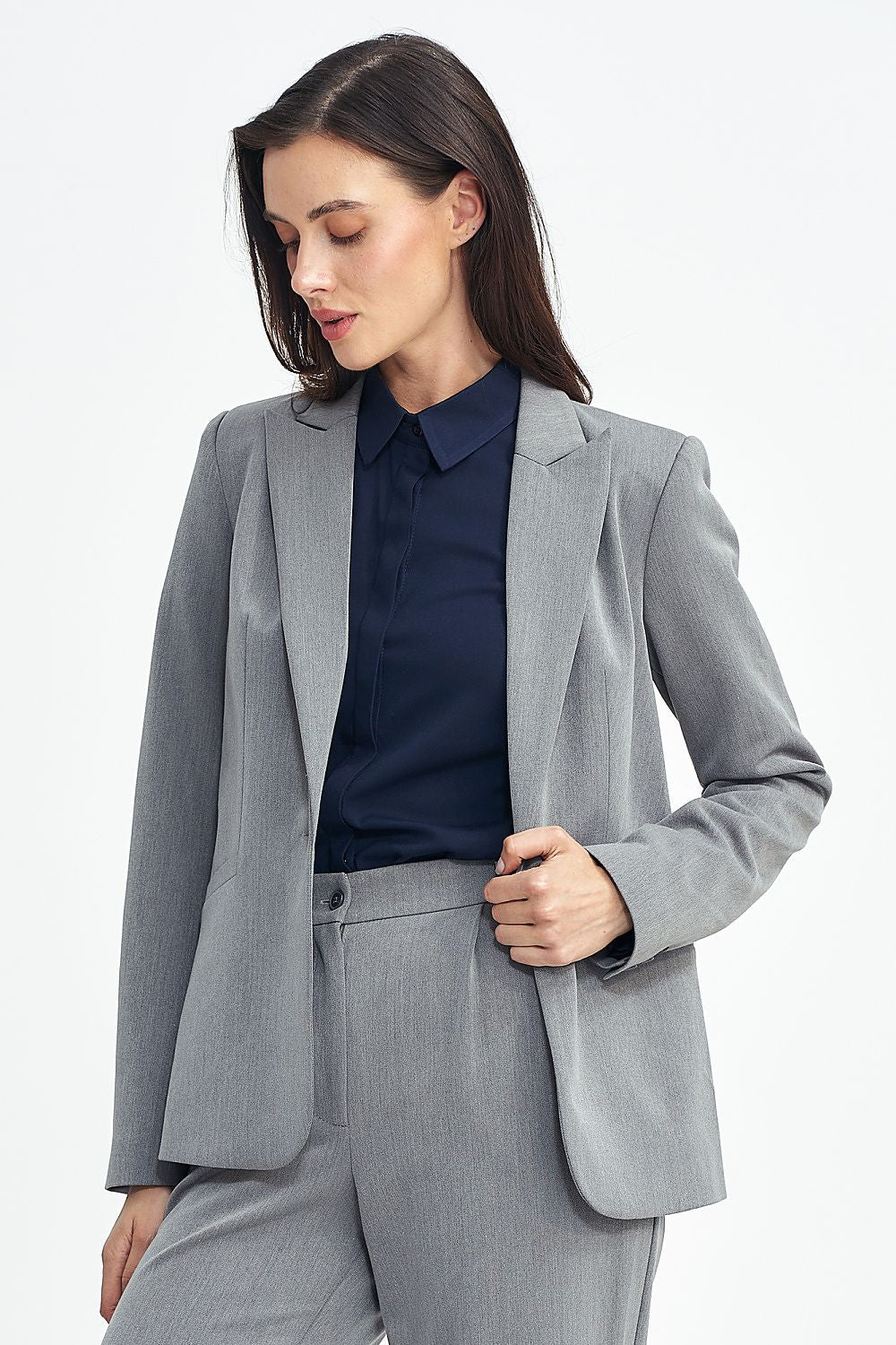 Jakke Nife til dame fra MS StyleHaven, laget av polyester; Viskose, farge Grå, størrelse 42, med long ermer, perfekt til casual; dress