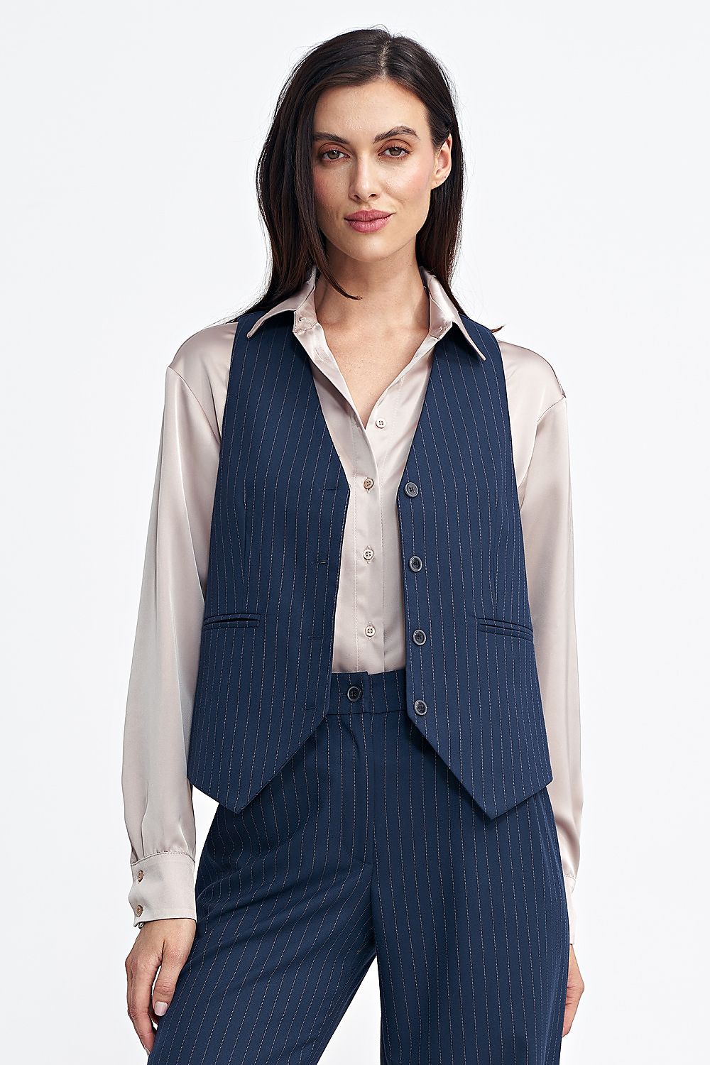 Gilet Nife til dame fra MS StyleHaven, laget av polyester; Viskose, farge Marineblå, størrelse 42, med long ermer, perfekt til casual; dress
