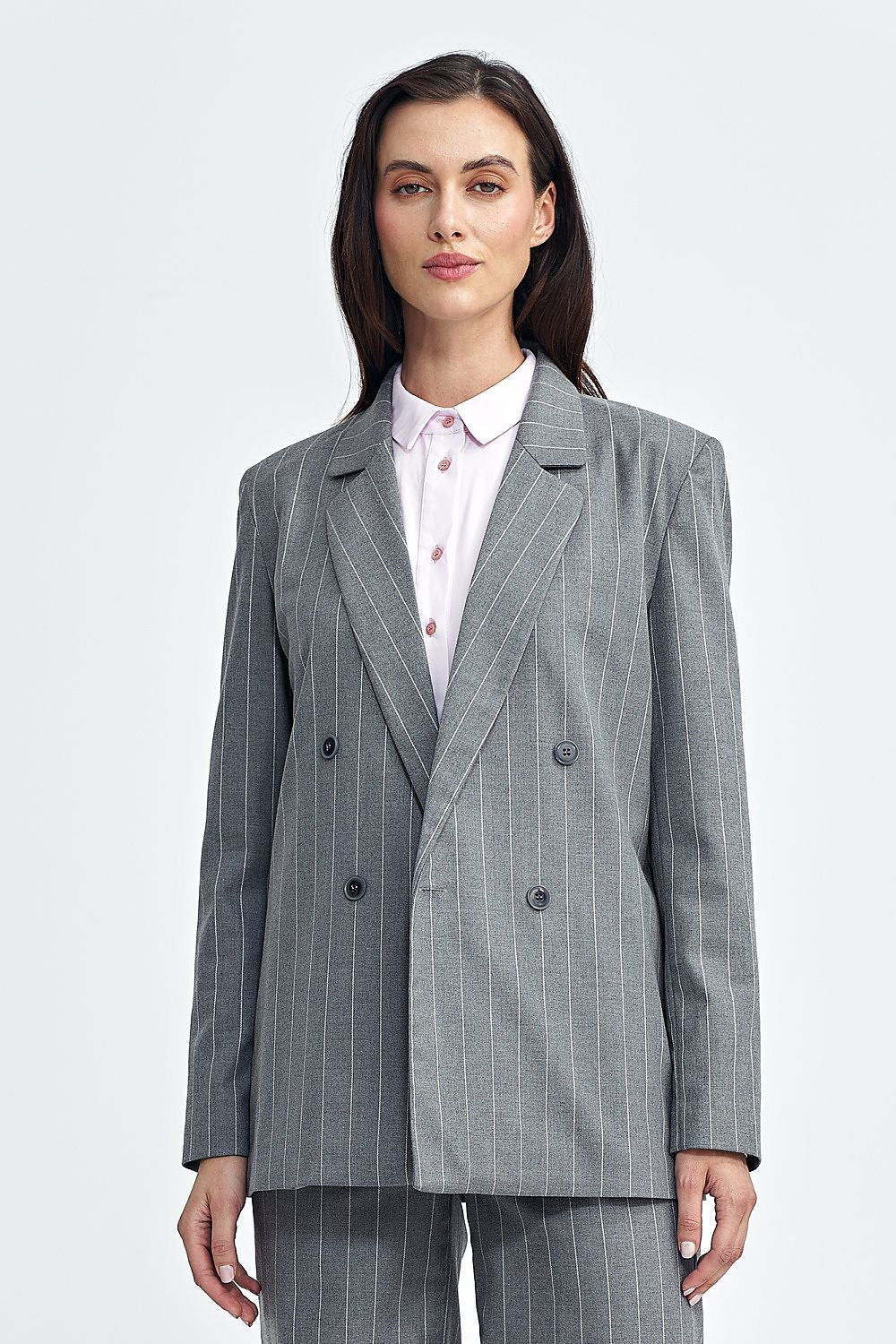 Jakke Nife til dame fra MS StyleHaven, laget av polyester; Viskose, farge Grå, størrelse 36, med long ermer, perfekt til casual; dress