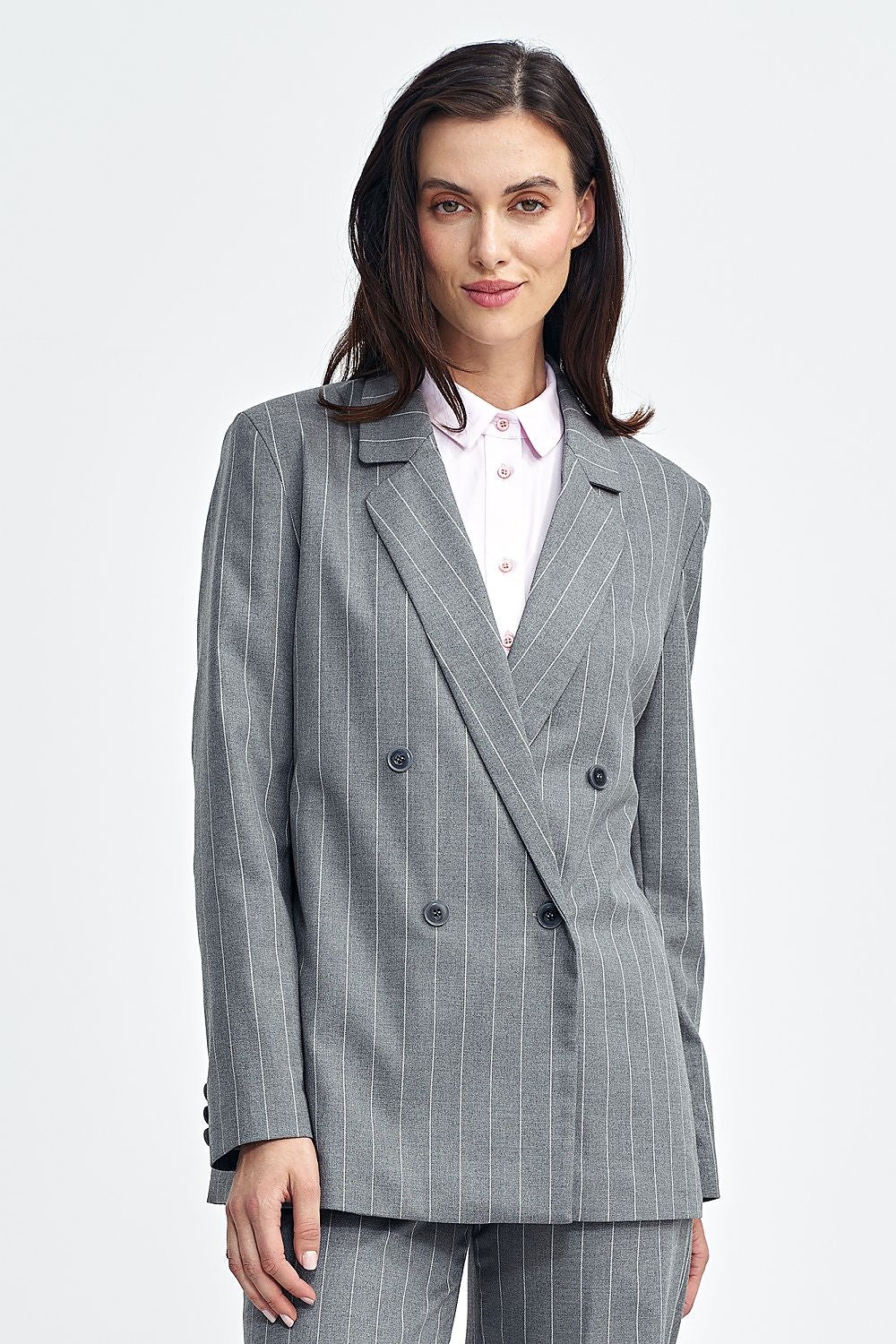 Jakke Nife til dame fra MS StyleHaven, laget av polyester; Viskose, farge Grå, størrelse 42, med long ermer, perfekt til casual; dress