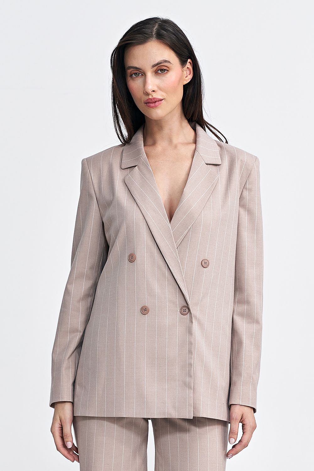 Jakke Nife til dame fra MS StyleHaven, laget av polyester; Viskose, farge beige, størrelse 36, med long ermer, perfekt til casual; dress