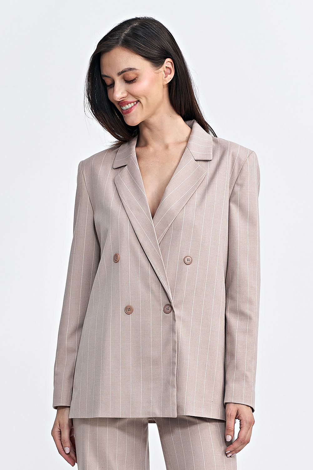 Jakke Nife til dame fra MS StyleHaven, laget av polyester; Viskose, farge beige, størrelse 38, med long ermer, perfekt til casual; dress