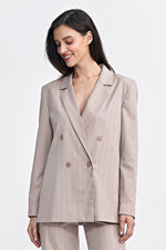 Jakke Nife til dame fra MS StyleHaven, laget av polyester; Viskose, farge beige, størrelse 38, med long ermer, perfekt til casual; dress