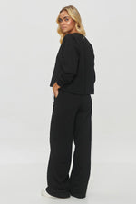 Sett Makadamia til dame fra MS StyleHaven, laget av Bomull; Elastan-1, farge Svart, størrelse 34, med long ermer, perfekt til casual; dress