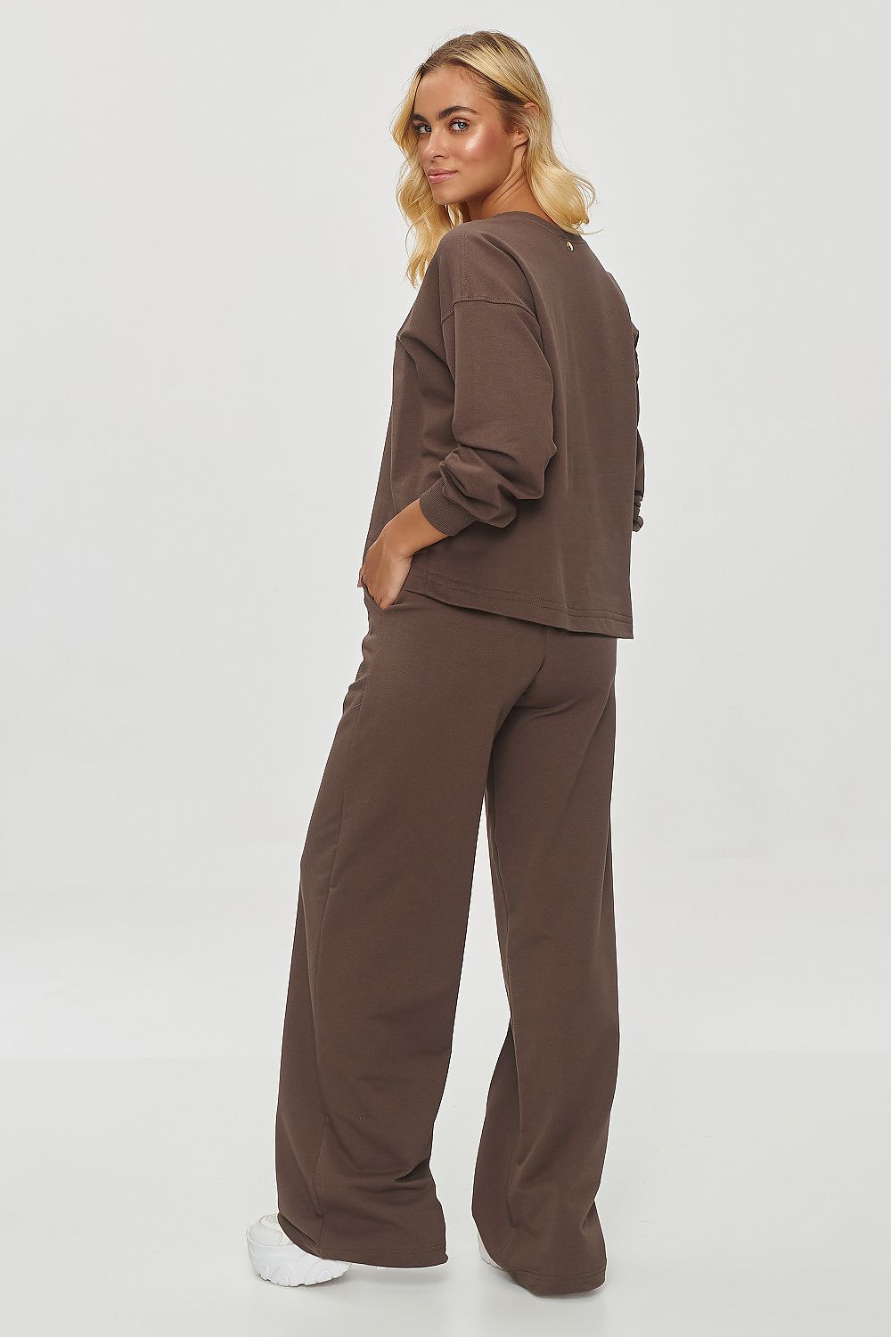 Sett Makadamia til dame fra MS StyleHaven, laget av Bomull; Elastan-1, farge beige, størrelse 40, med long ermer, perfekt til casual; dress