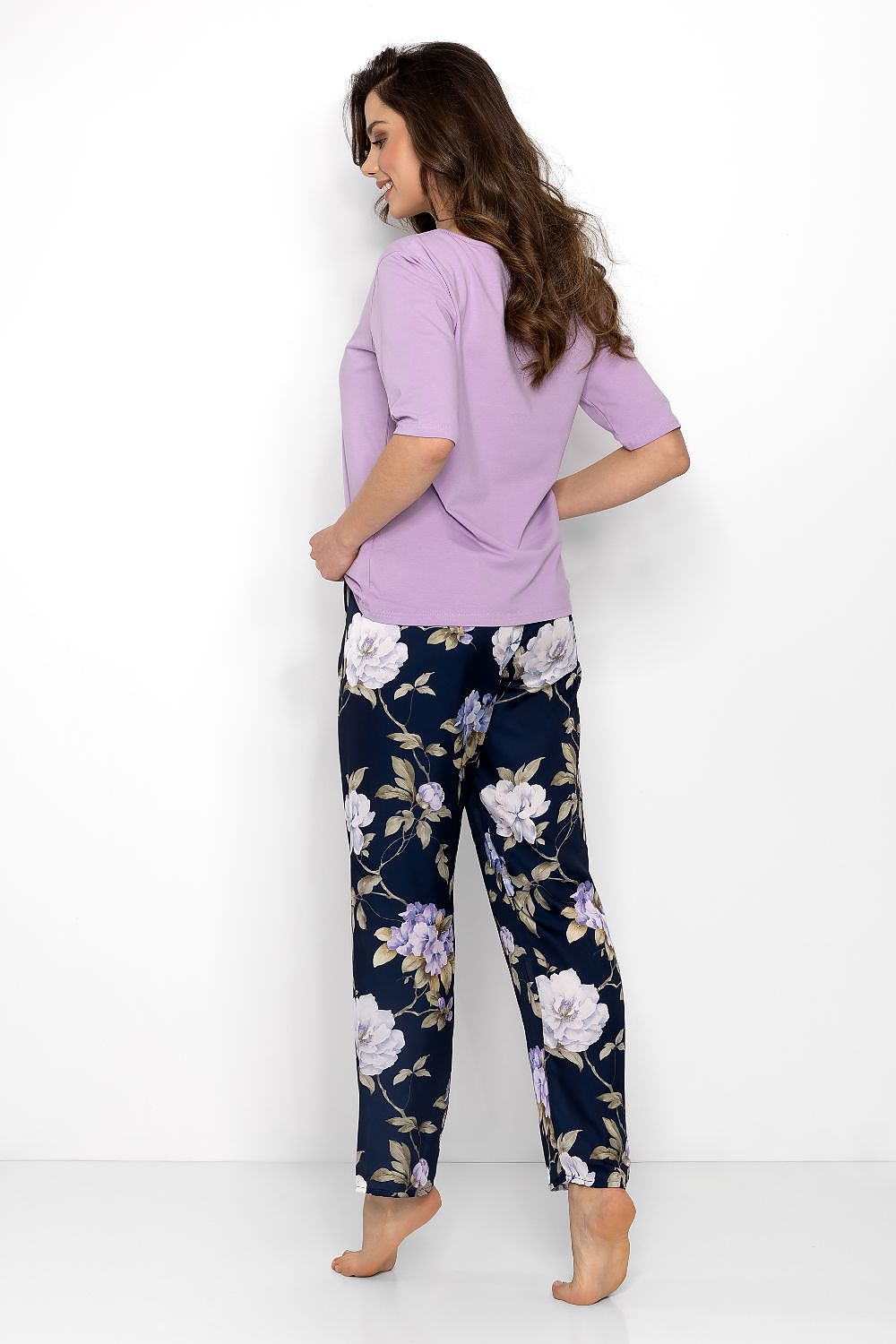 Pyjamas Momenti Per Me til dame fra MS StyleHaven, laget av Bomull; polyester, farge Marineblå, størrelse M, med long ermer, perfekt til casual; dress