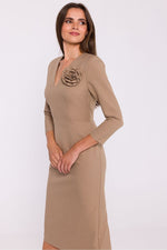 Dagkjole Stylove til dame fra MS StyleHaven, laget av polyester, farge beige, størrelse M, med 3-4; long ermer, perfekt til dress