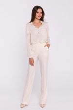 Damebukser Stylove til dame fra MS StyleHaven, laget av polyester; Elastan-1, farge Blå, størrelse L, med long ermer, perfekt til dress