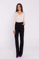 Damebukser Stylove til dame fra MS StyleHaven, laget av polyester; Elastan-1, farge beige, størrelse s, med long ermer, perfekt til dress
