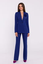 Damebukser Stylove til dame fra MS StyleHaven, laget av polyester; Elastan-1, farge Blå, størrelse M, med long ermer, perfekt til dress