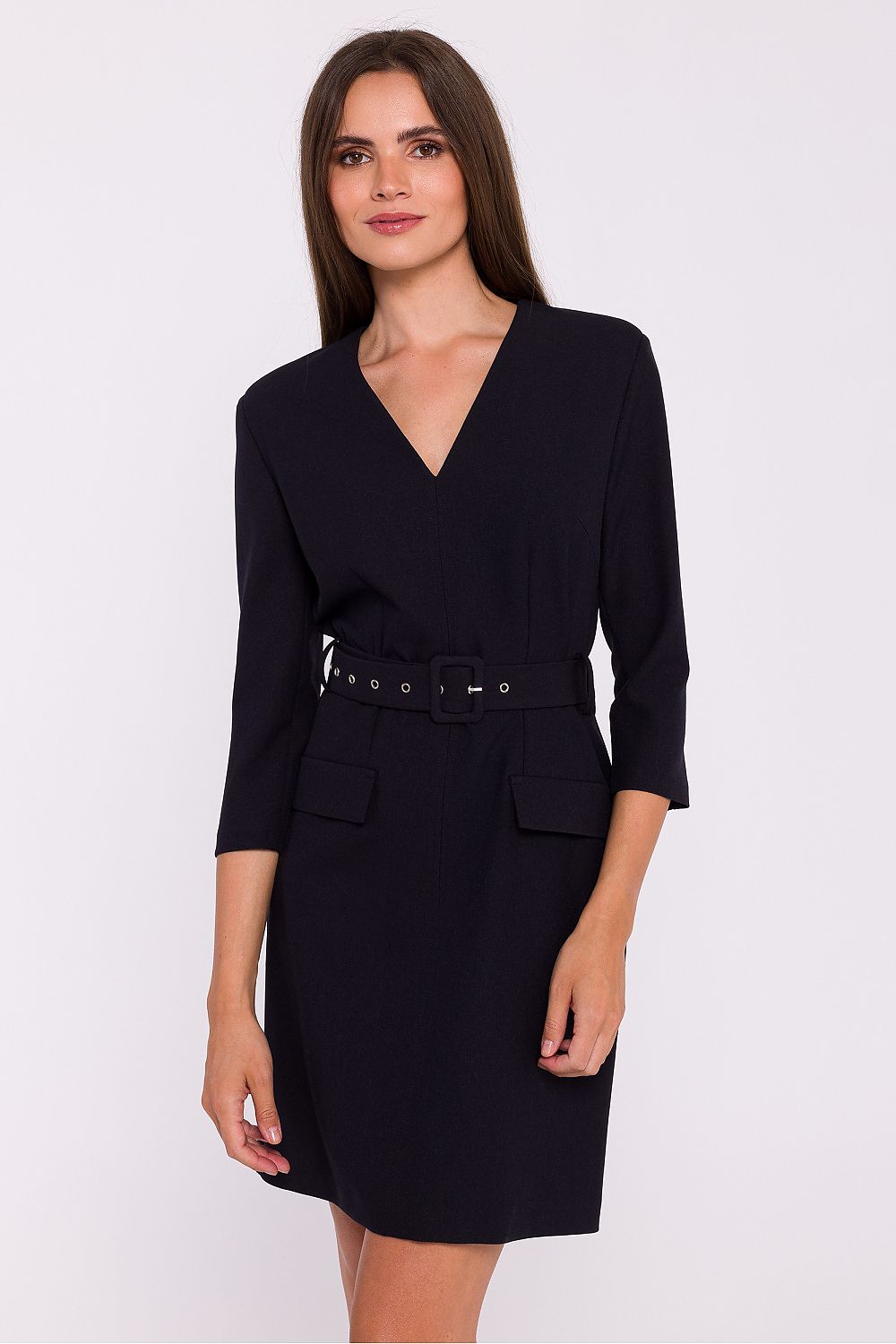 Dagkjole Stylove til dame fra MS StyleHaven, laget av polyester, farge Blå, størrelse M, med lang ermer, perfekt til dress