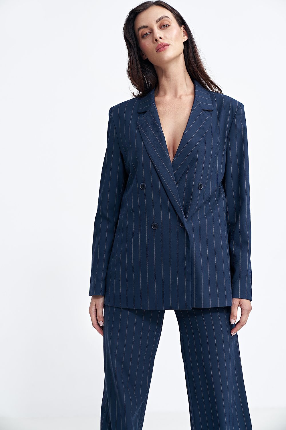 Jakke Nife til dame fra MS StyleHaven, laget av polyester; Viskose, farge Marineblå, størrelse 42, med long ermer, perfekt til casual; dress