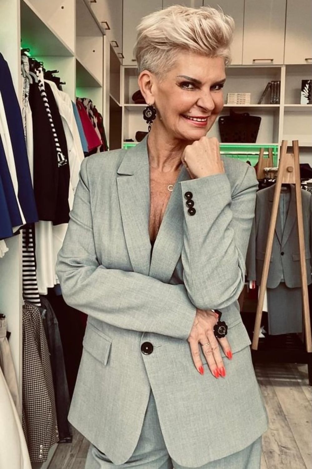 Blazer - Cabba til dame fra MS StyleHaven, laget av Bomull; polyester, farge Brun, størrelse 38, med long ermer, perfekt til casual; dress