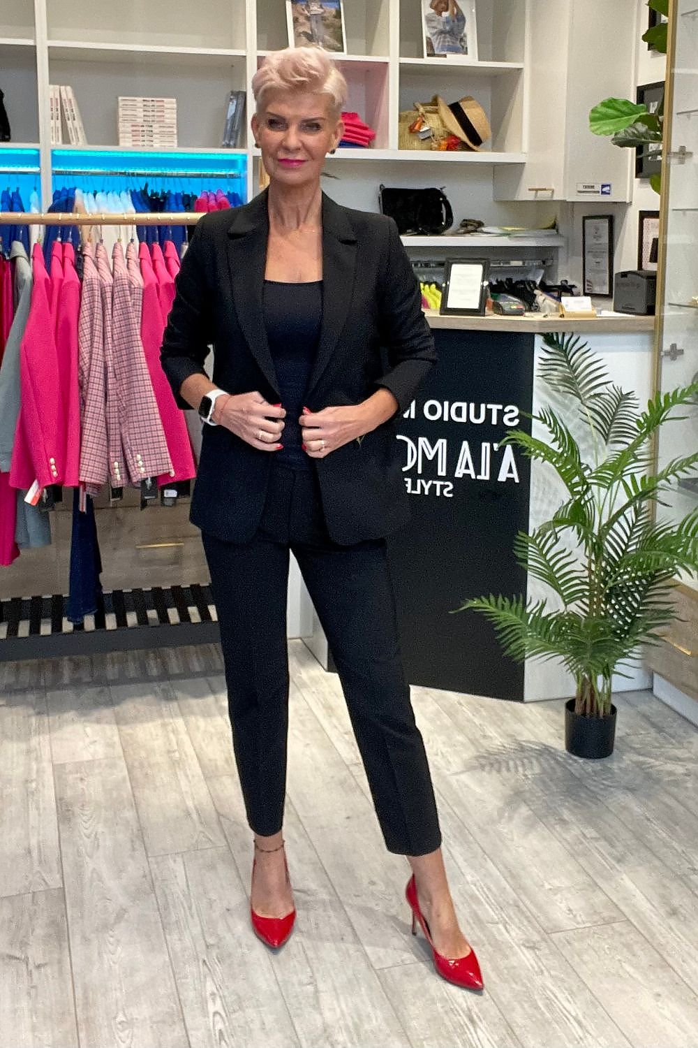 Blazer - Cabba til dame fra MS StyleHaven, laget av Bomull; polyester, farge Grå, størrelse 38, med long ermer, perfekt til casual; dress