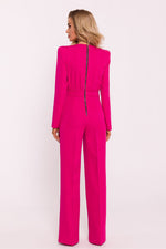 Chic Edge – Elegant Jumpsuit for Women - Moe til dame fra MS StyleHaven, laget av polyester, farge Rosa, størrelse M, med long ermer, perfekt til casual; dress