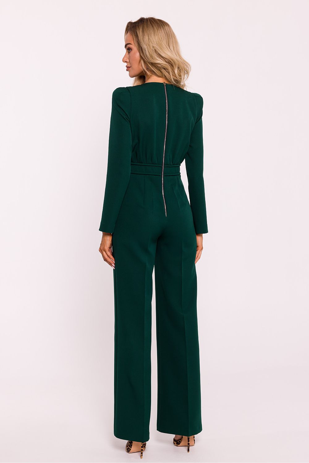 Chic Edge – Elegant Jumpsuit for Women - Moe til dame fra MS StyleHaven, laget av polyester, farge beige, størrelse XXL, med long ermer, perfekt til casual; dress