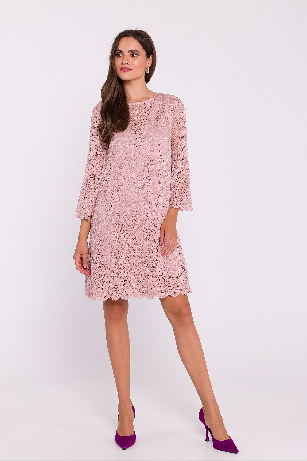Aftenkjole Stylove til dame fra MS StyleHaven, laget av Polyamid; polyester, farge Rosa, størrelse M, med long; 3-4 ermer, perfekt til dress