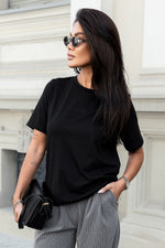 T-skjorte IVON til dame fra MS StyleHaven, laget av Bomull, farge Svart, størrelse XS, med short ermer, perfekt til dress