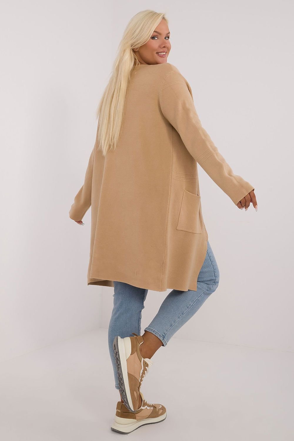 lang snitt genser plus size til dame fra MS StyleHaven, størrelse 2XL/3XL, med long, bukselengde long, kjolelengde maxi, kjolestil gown; sheath
