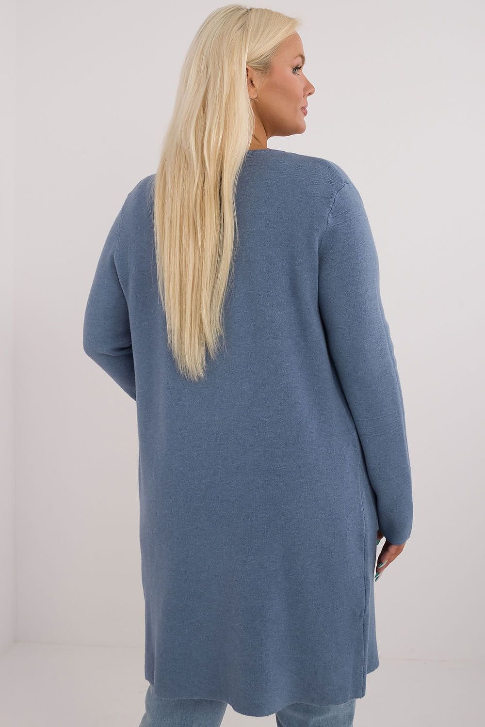 lang snitt genser plus size til dame fra MS StyleHaven, størrelse 2XL/3XL, med long, bukselengde long, kjolelengde maxi, kjolestil gown; sheath