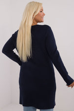 lang snitt genser plus size til dame fra MS StyleHaven, størrelse 2XL/3XL, med long, bukselengde long, kjolelengde maxi, kjolestil gown; sheath