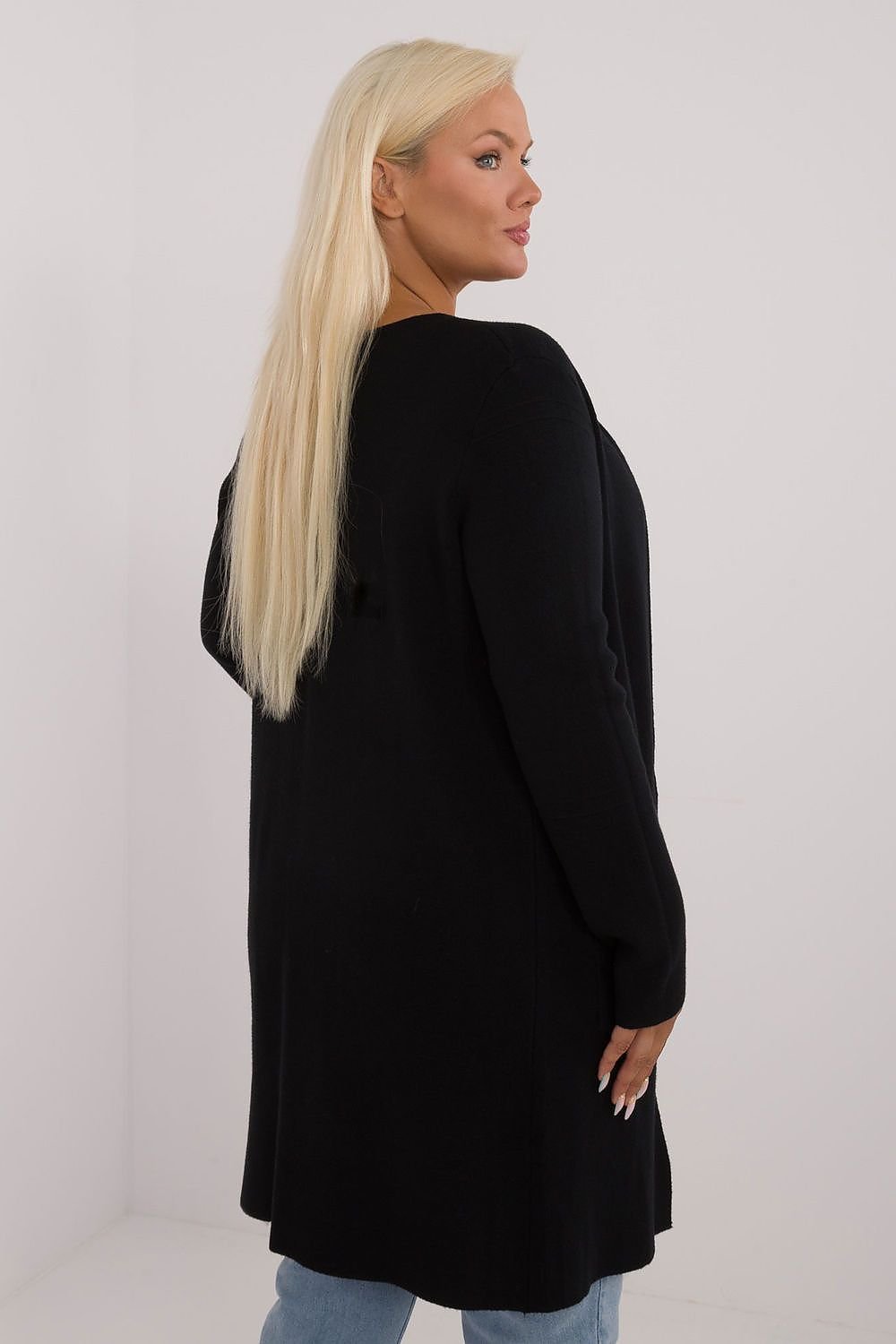 lang snitt genser plus size til dame fra MS StyleHaven, størrelse 2XL/3XL, med long, bukselengde long, kjolelengde maxi, kjolestil gown; sheath