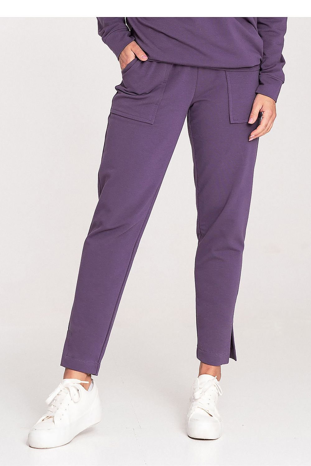 Sporty Chic-bukser - Figl til dame fra MS StyleHaven, laget av Bomull; Elastan, farge Fiolett, størrelse S, med 45720 ermer, bukselengde long, perfekt til casual; dress