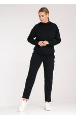Sporty Chic-bukser - Figl til dame fra MS StyleHaven, laget av Bomull; Elastan, farge Marineblå, størrelse L, med 45720 ermer, perfekt til casual; dress