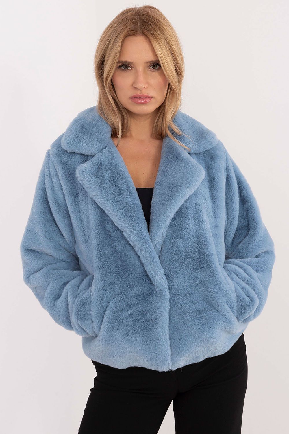 Elegant Pelsjakke med Fôret Krage - FP til dame fra MS StyleHaven, størrelse one-size-fits-all, med long, kjolelengde midi, kjolestil sweater