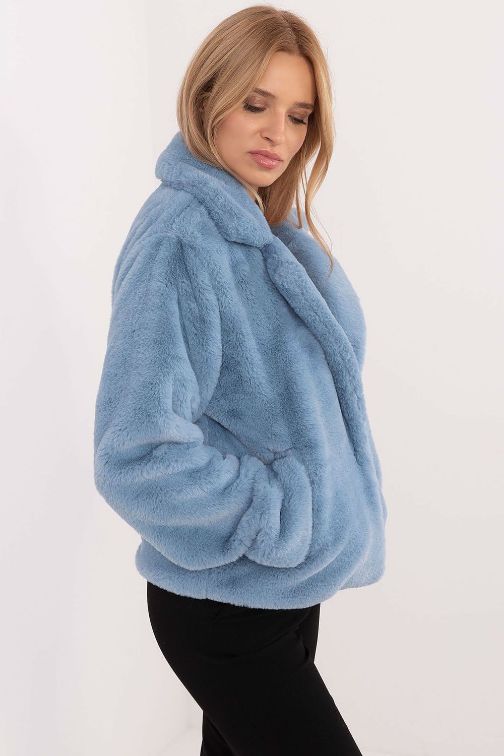 Elegant Pelsjakke med Fôret Krage - FP til dame fra MS StyleHaven, størrelse one-size-fits-all, med long, kjolelengde midi, kjolestil sweater