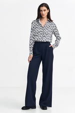 Bukser Nife til dame fra MS StyleHaven, laget av polyester; Viskose, farge Marineblå, størrelse 38, med long ermer, perfekt til casual; dress
