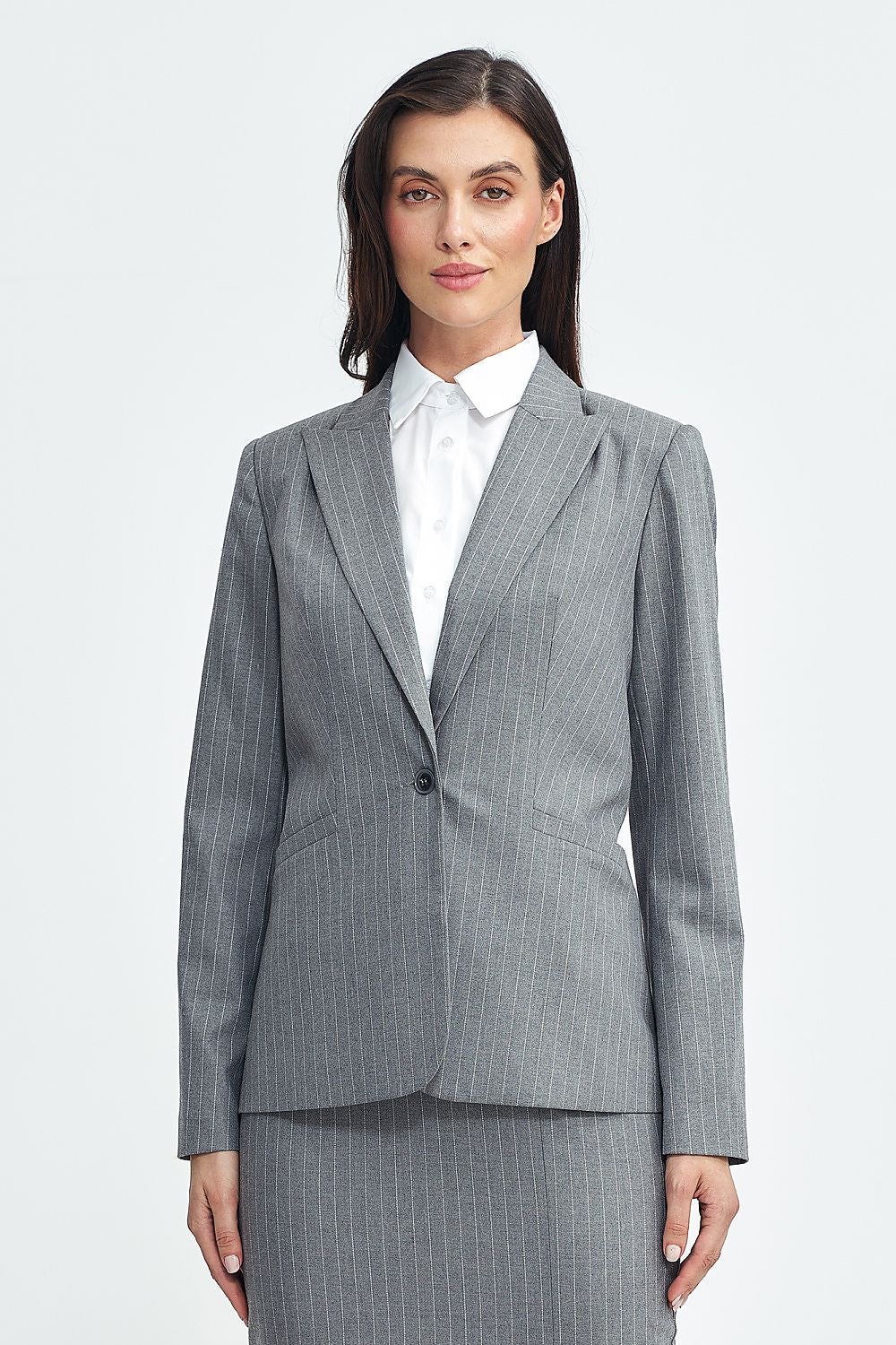 Jakke Nife til dame fra MS StyleHaven, laget av polyester; Viskose, farge Marineblå, størrelse 40, med long ermer, perfekt til casual; dress