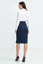 Skjørt Nife til dame fra MS StyleHaven, laget av polyester; Viskose, farge Marineblå, størrelse 40, med sleeveless ermer, perfekt til casual; dress