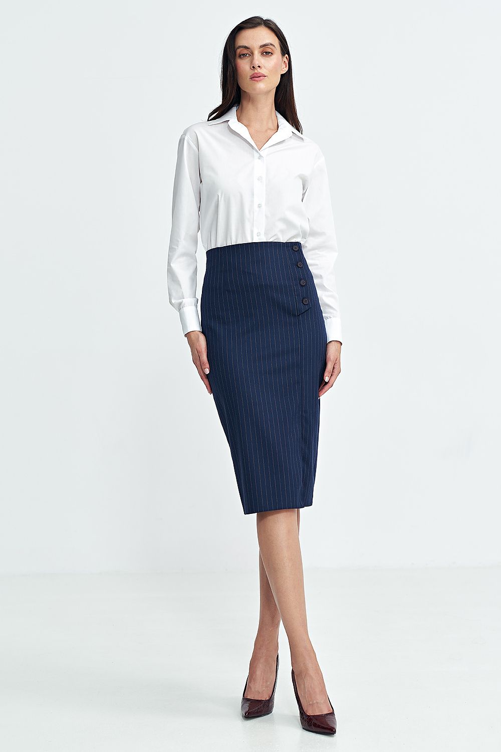 Skjørt Nife til dame fra MS StyleHaven, laget av polyester; Viskose, farge Marineblå, størrelse 42, med sleeveless ermer, perfekt til casual; dress