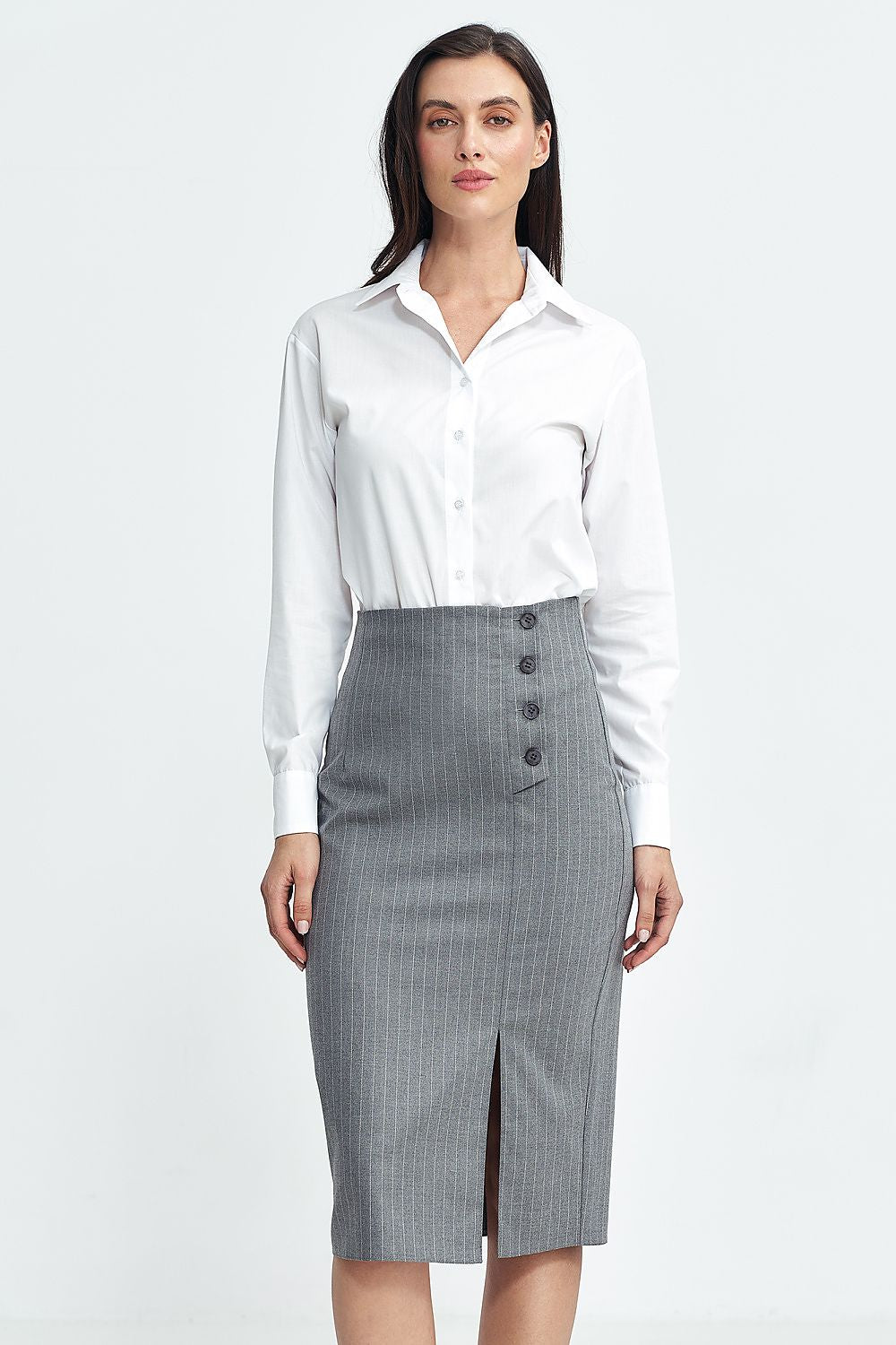 Skjørt Nife til dame fra MS StyleHaven, laget av polyester; Viskose, farge Grå, størrelse 36, med sleeveless ermer, perfekt til casual; dress