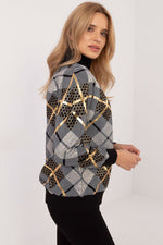 Rutete Casual Sweatshirt med Glidelåskrage - FP til dame fra MS StyleHaven, størrelse L, med long, kjolelengde knee, kjolestil sweater