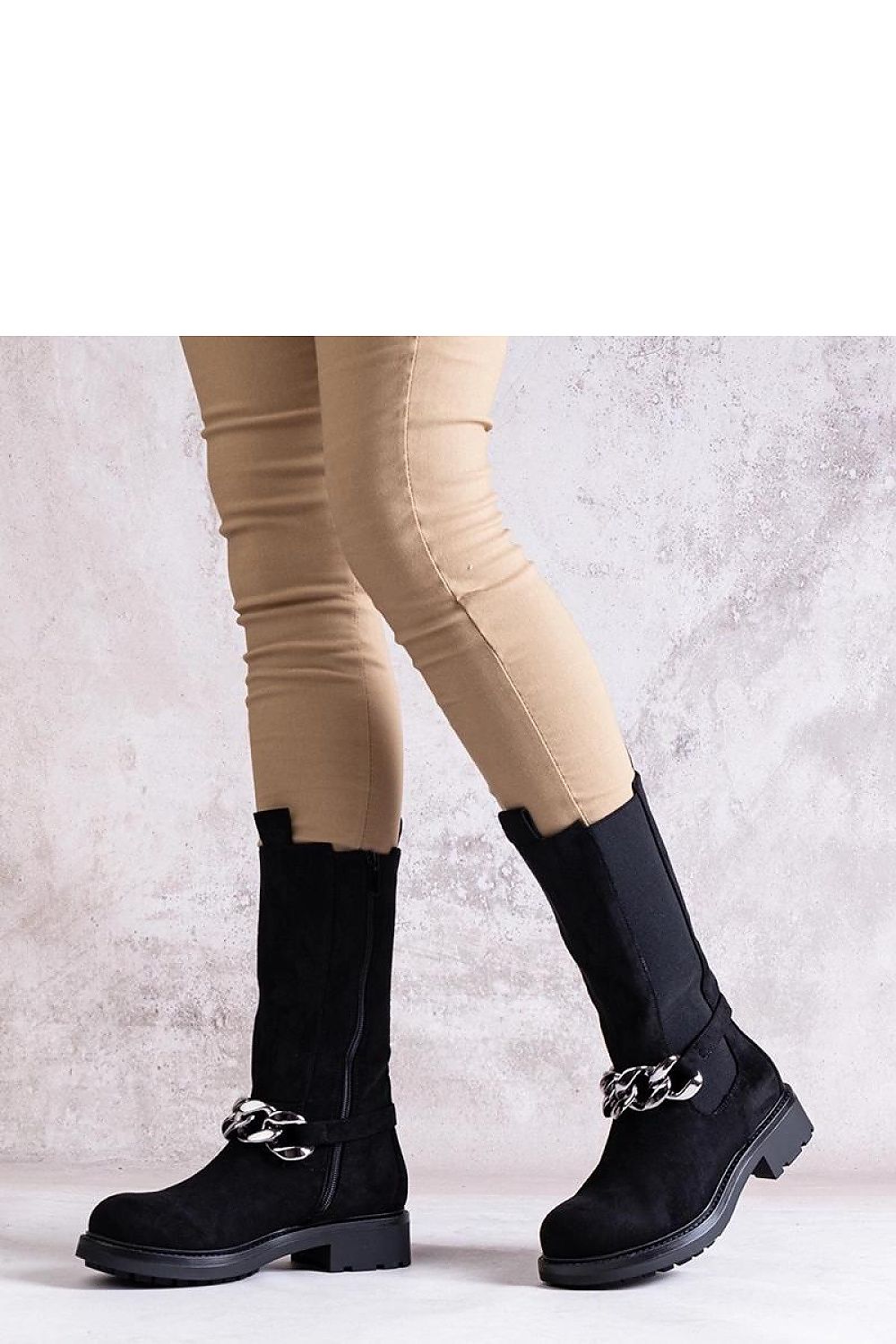 Svarte ankelstøvletter for dame med kjede til dame fra MS StyleHaven, laget av Viskose; polyester; Polyamid, farge Svart, størrelse 37, med long ermer, perfekt til casual; dress