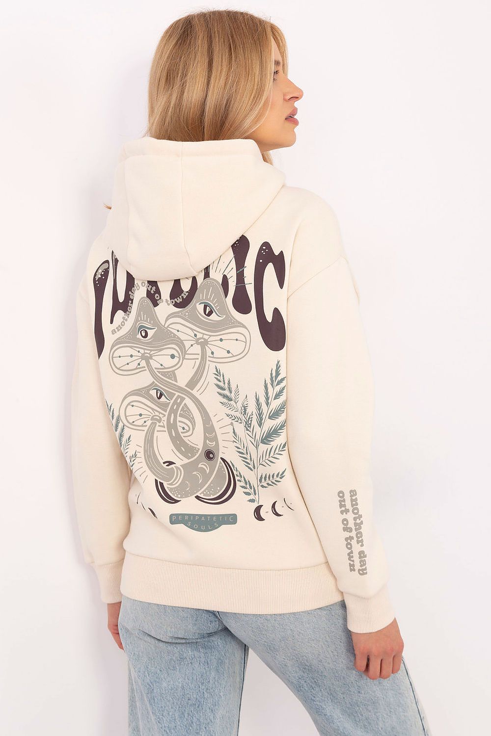 Sweatshirt Sublevel til dame fra MS StyleHaven; laget av Bomull; polyester; farge beige; stÃ¸rrelse M; med short ermer