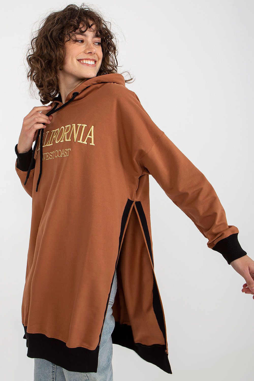 California Lang dame Sweatshirt - FP til dame fra MS StyleHaven, størrelse one-size-fits-all, med long, kjolelengde knee, kjolestil sweater