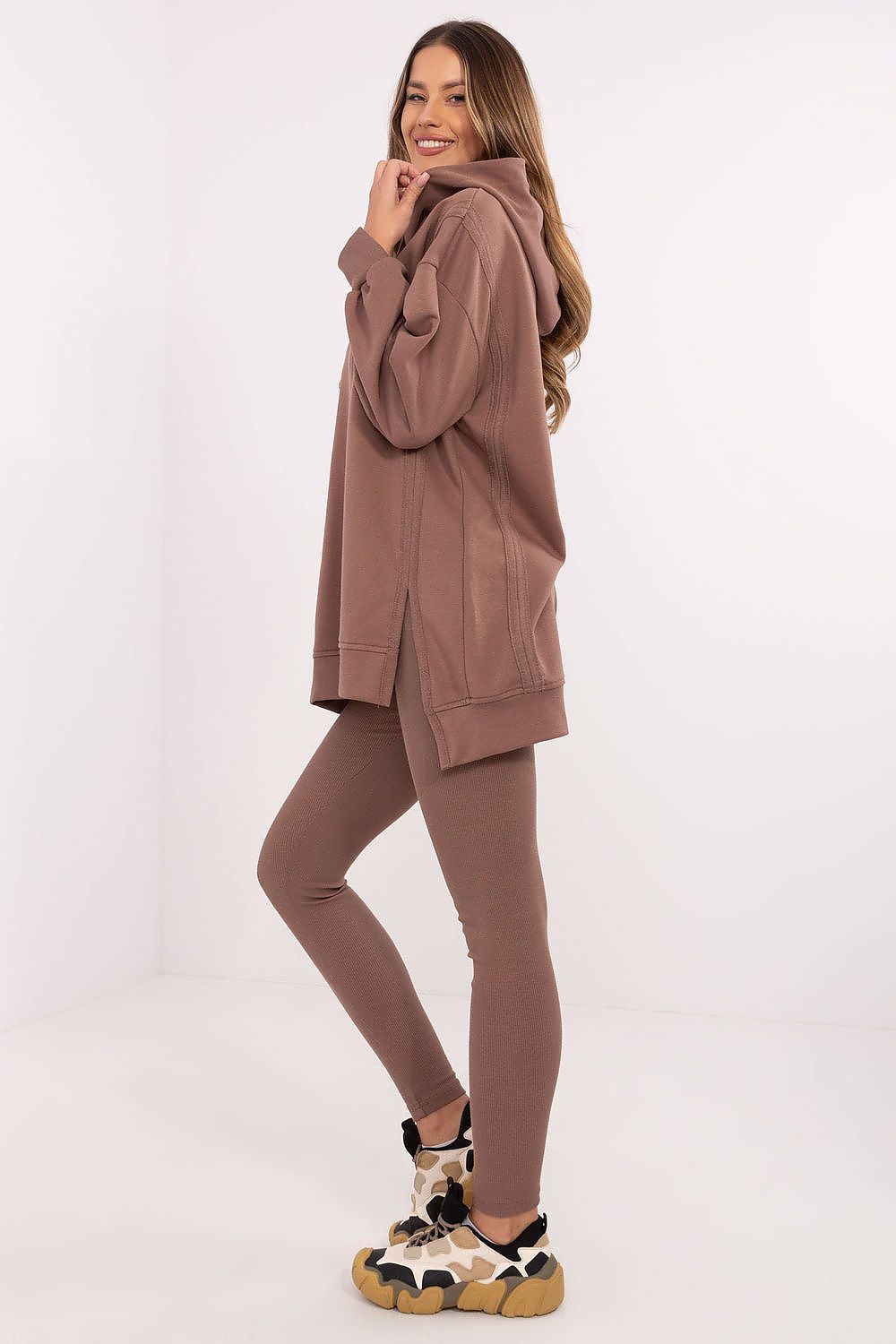 Sett med Lang Sweatshirt og Leggings - FP til dame fra MS StyleHaven, størrelse one-size-fits-all, med long, kjolelengde midi, kjolestil sweater