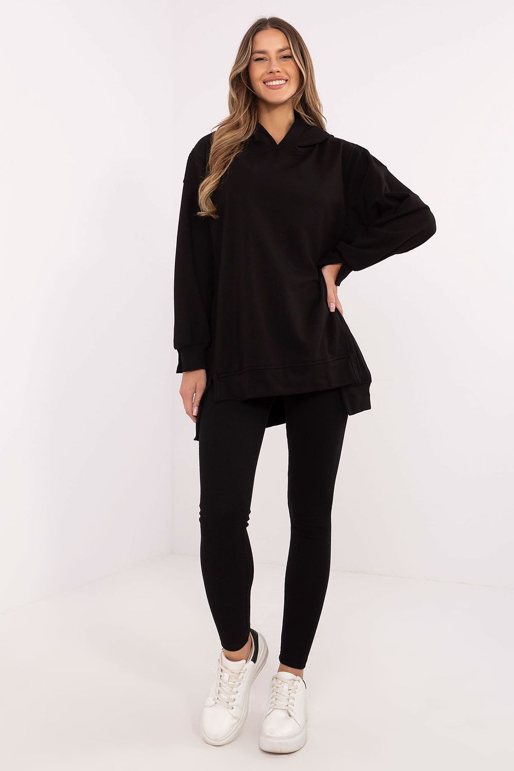 Sett med Lang Sweatshirt og Leggings - FP til dame fra MS StyleHaven, størrelse one-size-fits-all, med long, kjolelengde midi, kjolestil sweater