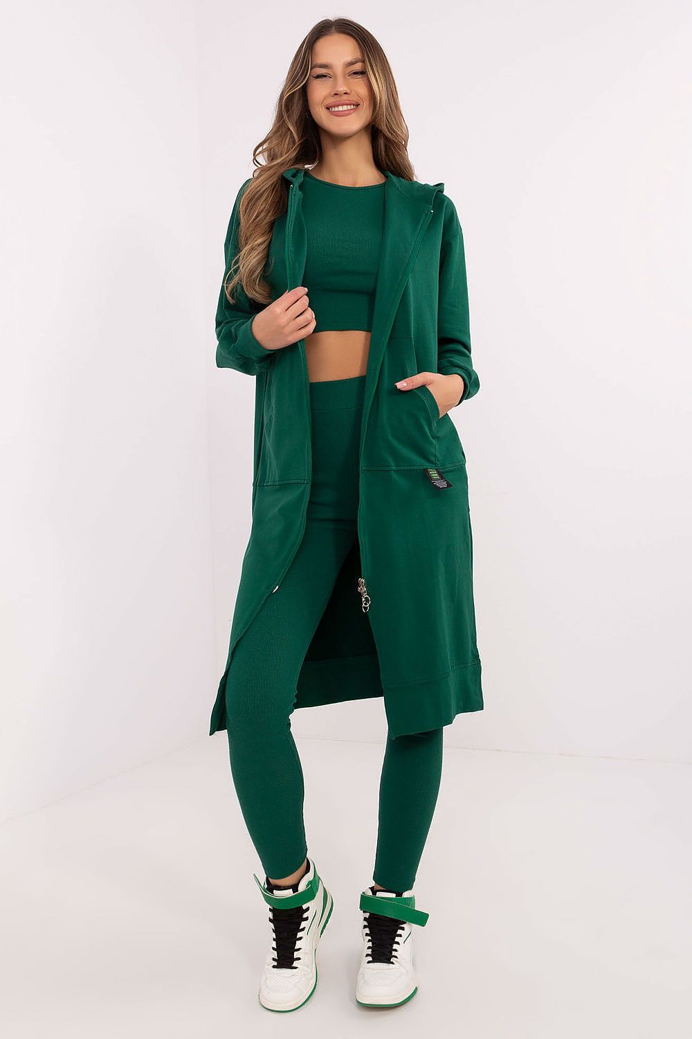 Tredelt Sett med Hettejakke, Topp og Leggings - FP til dame fra MS StyleHaven, størrelse one-size-fits-all, med long, kjolelengde midi, kjolestil sweater