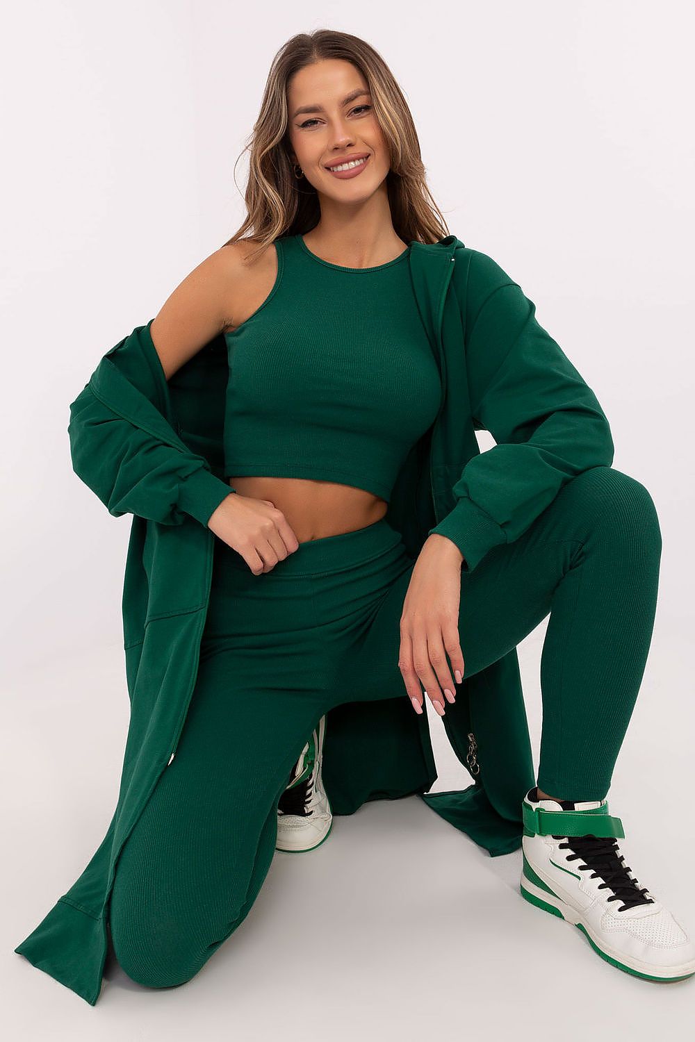 Tredelt Sett med Hettejakke, Topp og Leggings - FP til dame fra MS StyleHaven, størrelse one-size-fits-all, med long, kjolelengde midi, kjolestil sweater