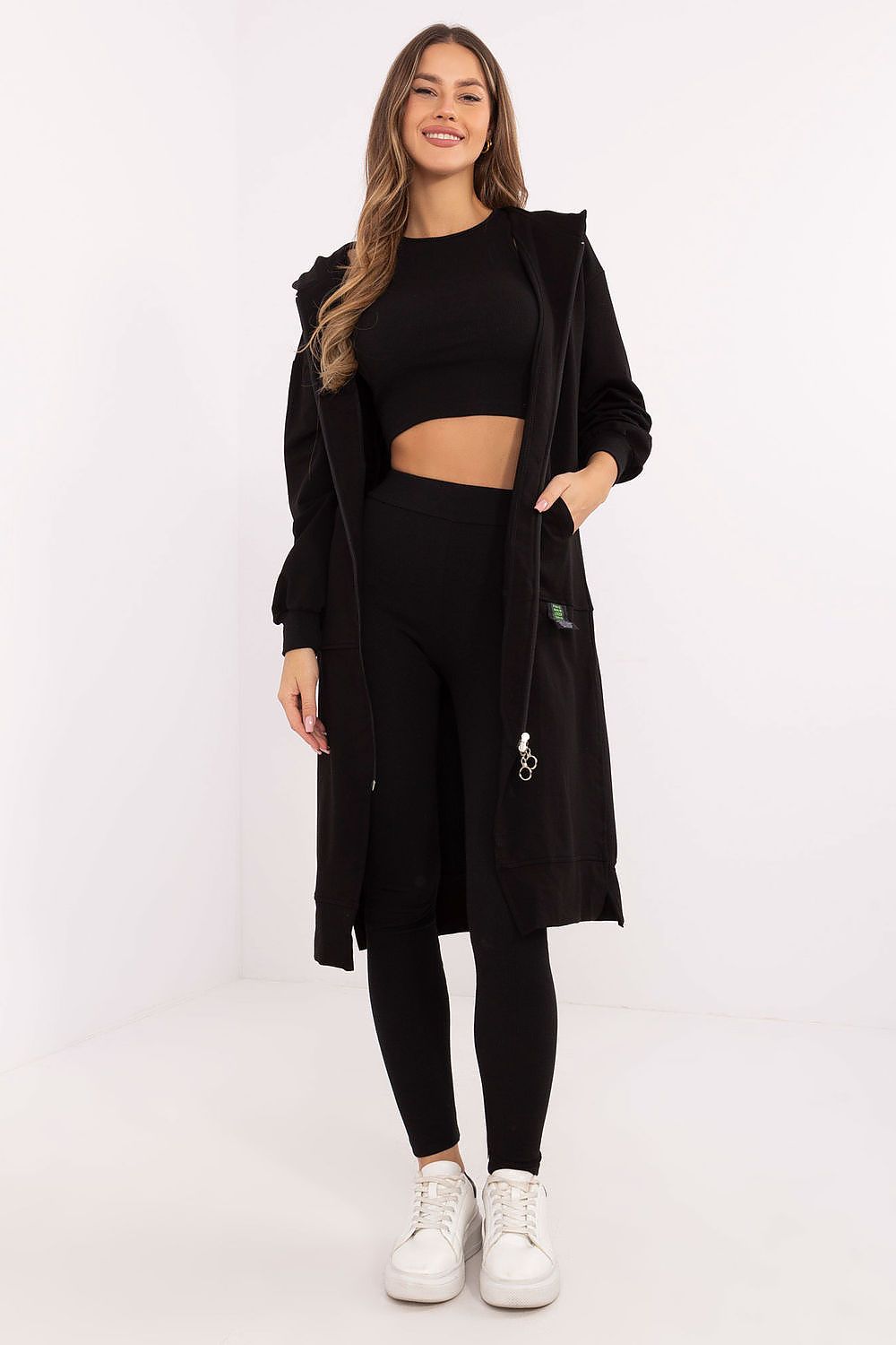 Tredelt Sett med Hettejakke, Topp og Leggings - FP til dame fra MS StyleHaven, størrelse one-size-fits-all, med long, kjolelengde midi, kjolestil sweater