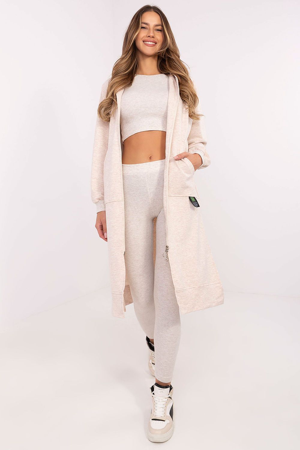 Tredelt Sett med Hettejakke, Topp og Leggings - FP til dame fra MS StyleHaven, størrelse one-size-fits-all, med long, kjolelengde midi, kjolestil sweater