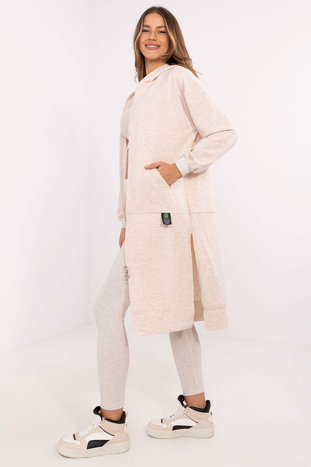 Tredelt Sett med Hettejakke, Topp og Leggings - FP til dame fra MS StyleHaven, størrelse one-size-fits-all, med long, kjolelengde midi, kjolestil sweater
