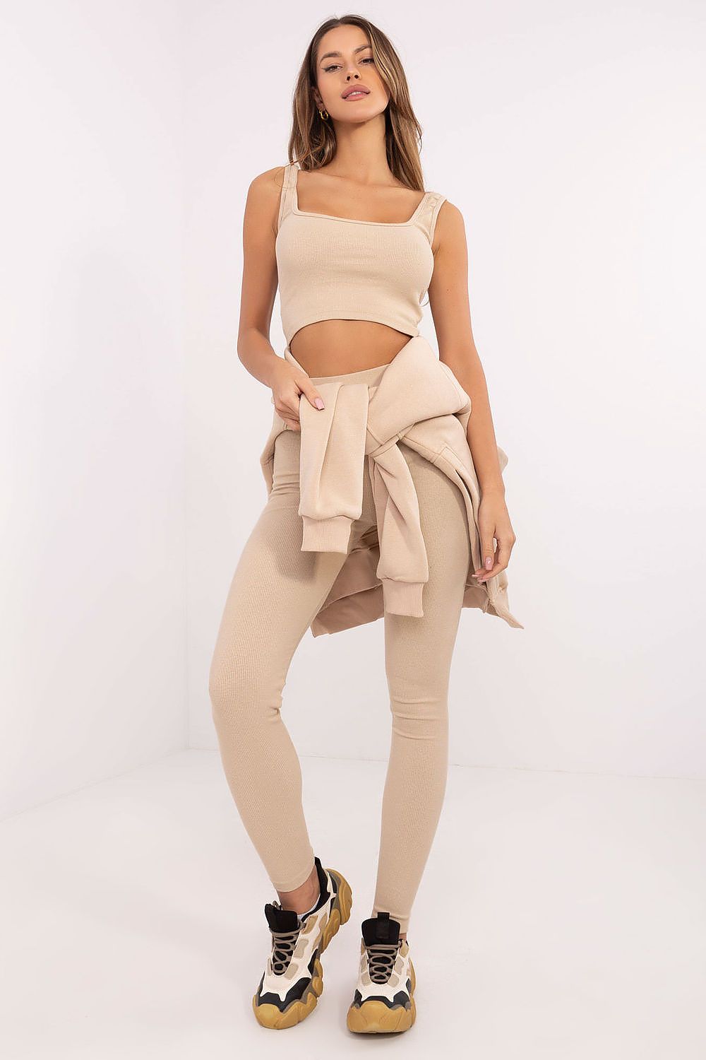 3-delt Sett med Kort Topp, Lang Bluse og Leggings - FP til dame fra MS StyleHaven, størrelse one-size-fits-all, med long, kjolelengde midi, kjolestil sweater