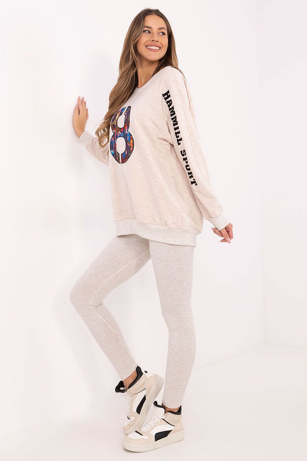 Sett med Sweatshirt og Leggings - FP til dame fra MS StyleHaven, størrelse one-size-fits-all, med long, kjolelengde midi, kjolestil sweater
