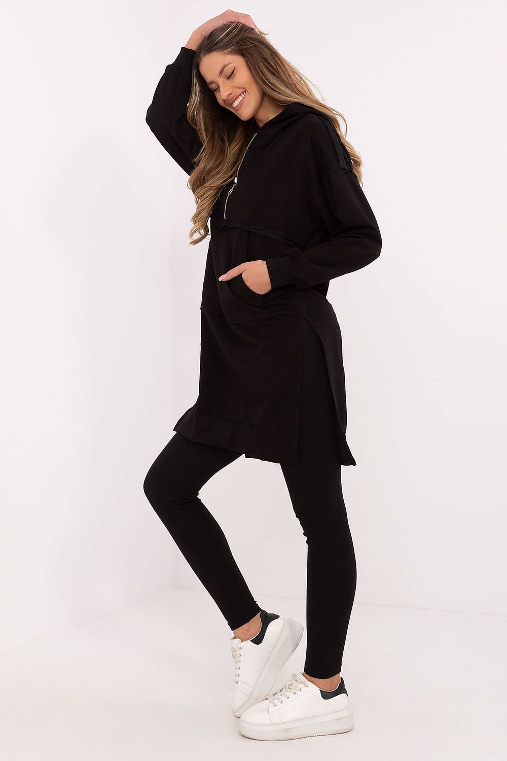 Sett med Lang Sweatshirt og Leggings - FP til dame fra MS StyleHaven, størrelse one-size-fits-all, med long, kjolelengde midi, kjolestil sweater